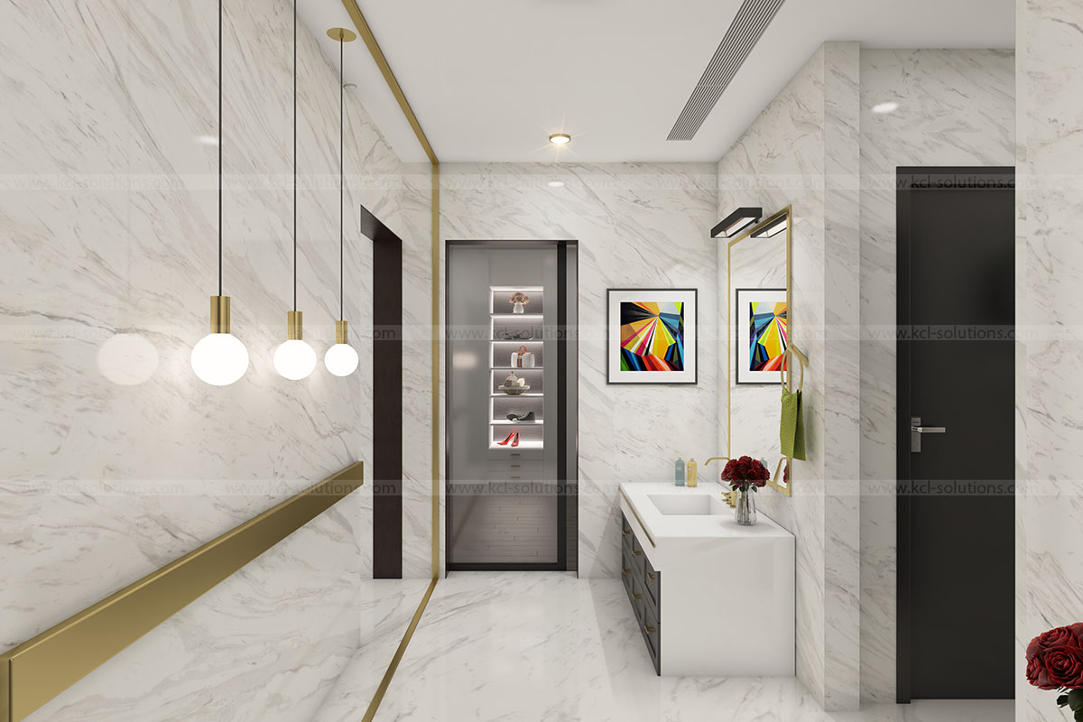 3D Modern Washroom Interior View