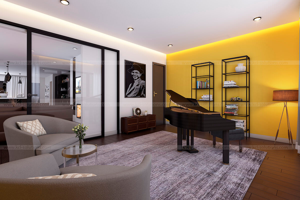 3D Music Room Interior Design