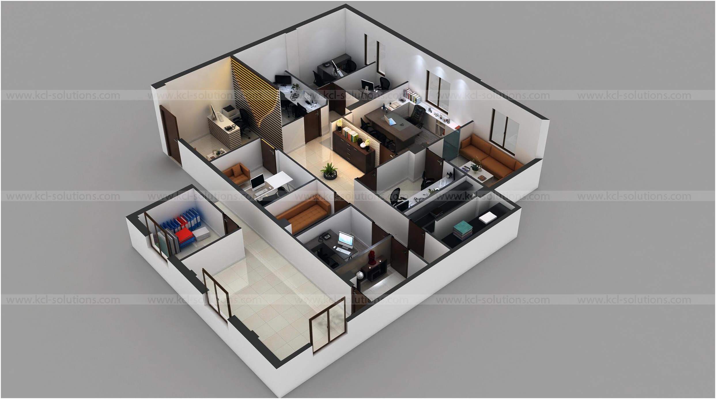 3D Commercial Office Floor Plan Design